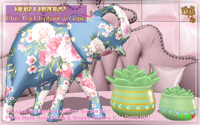 Max Luxury - Blue Tea Elephant w/Gems