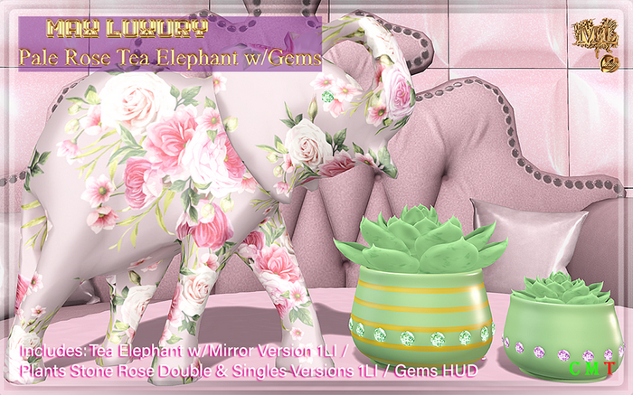Max Luxury - Pale Rose Tea Elephant w/Gems