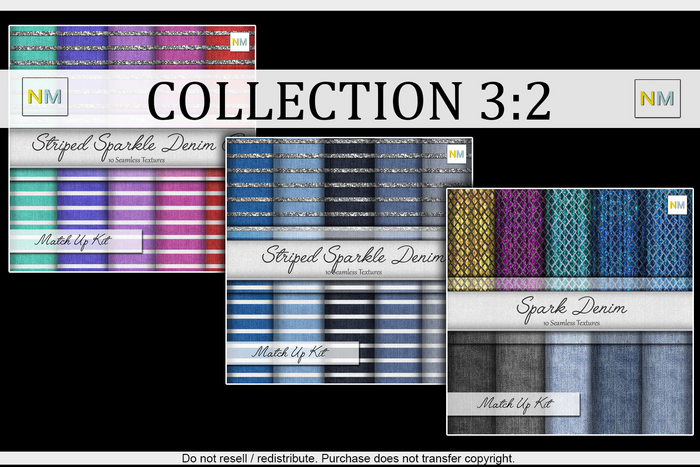 3 For 2 Striped Denim Sparkle Spark Fabrics Kits NMT-B