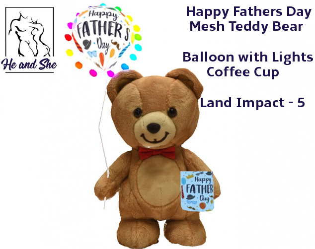 Happy Fathers Day Mesh Teddy Bear holding Balloon & Coffee Cup Mug  ********** Promotional Promo Gift Dad Sale Price 50L