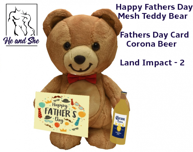 Happy Fathers Day Mesh Teddy Bear holding Card  * Land Impact 2 * Promo **** Promotional Gift Dad Sale Price 50L