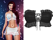Iris Laced Up Ruffle Tube Top [Black] - Maitreya Lara (+Petite) • Legacy • Reborn • Freya