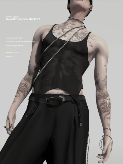 [Dope+Mercy]Illest Alive See-through Vest_Black (ADD)