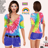 MULTICOLOR PRIDE TSHIRT&SHORTS,MESH BODY