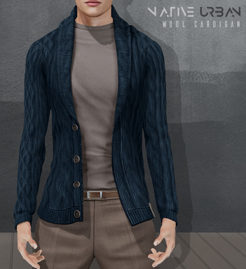 NATIVE URBAN - Wool Cardigan Deep Blue