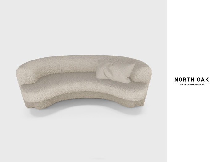 [North Oak] + Parnav Boucle Couch (white)