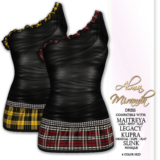 .: AlmaMiranda :. Leather & Plaid Frills Dress
