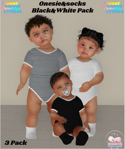 Sweet Treats- Onesie 3 pck -white/black-box
