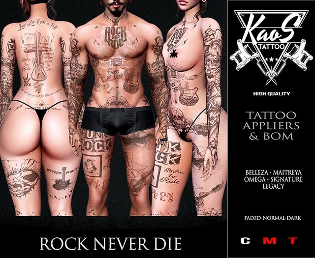 KAOS ROCK NEVER DIE TATTOO