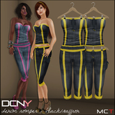 DCNY Denim Romper in Black Wash/Saffron