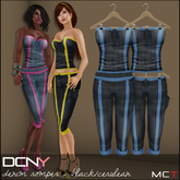 DCNY Denim Romper in Black Wash/Cerulean