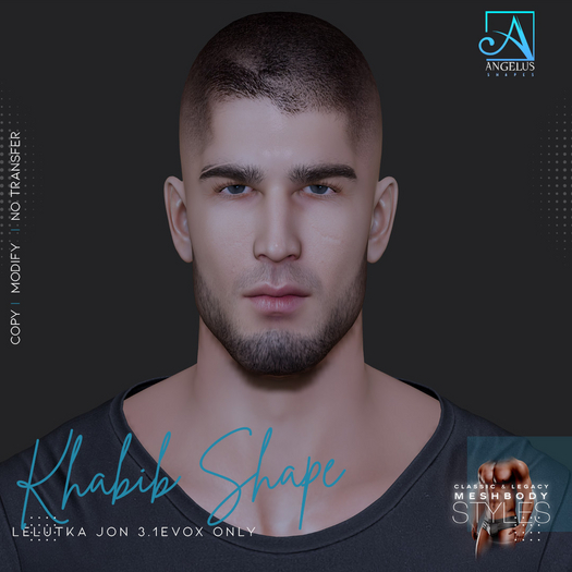 Second Life Marketplace - - ANGELUS - Khabib Shape For Lelutka JON Head ...