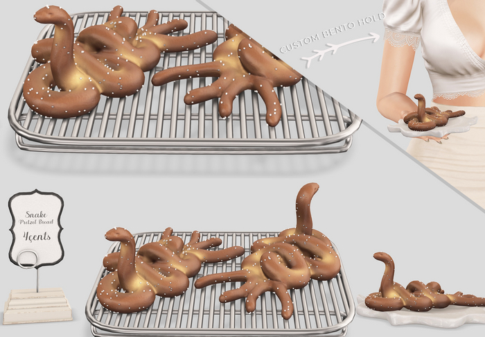Dahlia - Bakery - Snake Pretzel Dispenser,  Holdable, Wearable, Guest Server