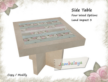 Side Table with 4 Wood Options - 1 L$ Gift