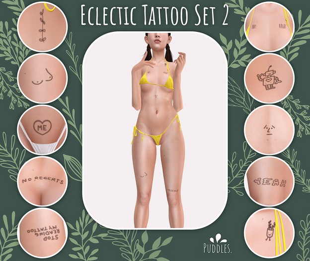 Puddles. Eclectic Tattoo Set 2