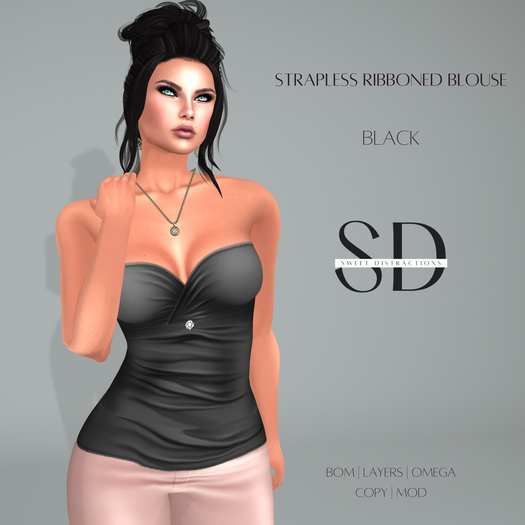 S/D Strapless Ribboned Blouse - Black (BOM, Classic, Omega)
