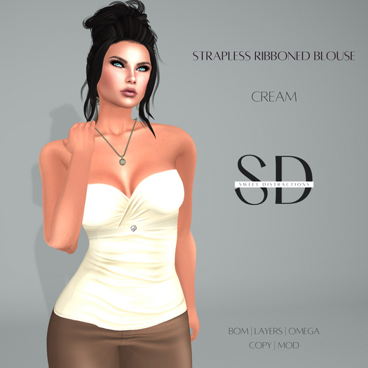 S/D Strapless Ribboned Blouse - Cream