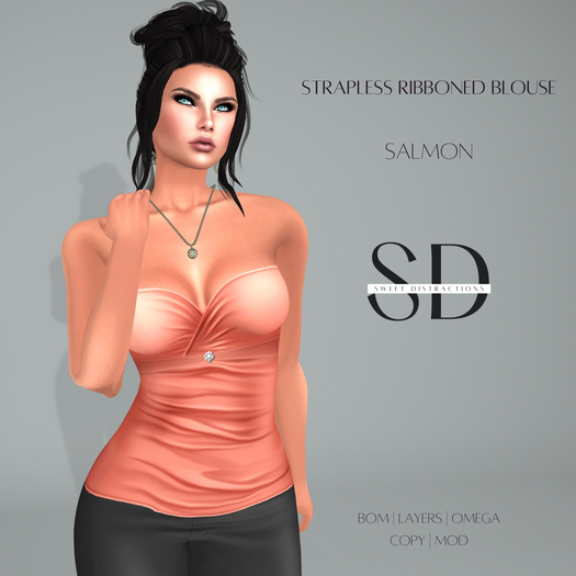 S/D Strapless Ribboned Blouse - Salmon (BOM, Classic, Omega)