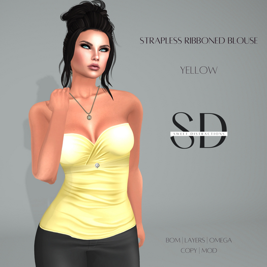 S/D Strapless Ribboned Blouse - Yellow