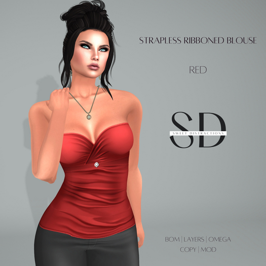 S/D Strapless Ribboned Blouse - Red (BOM, Classic, Omega)