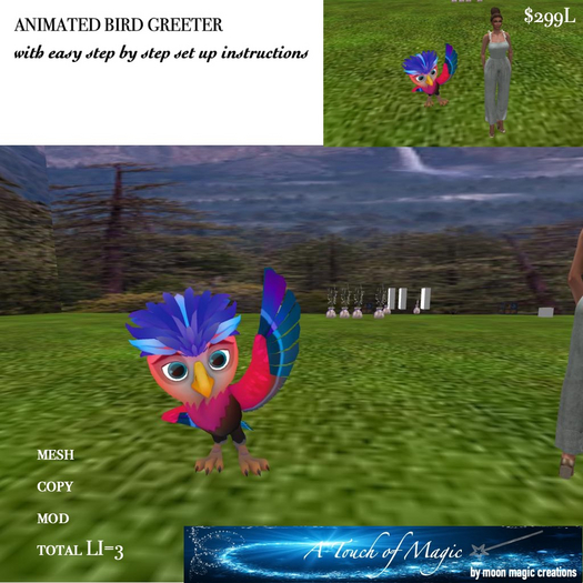 Animated Greeter Bird easy setup script included LI=3-BOX