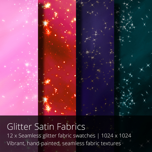 NEW! 12 x Glitter Satin Fabrics (Compilance Textures)