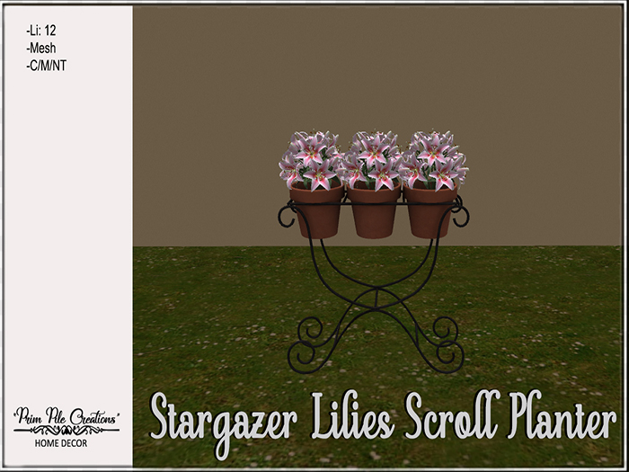 ~PPC~ Stargazer Lilies Scroll Planter 