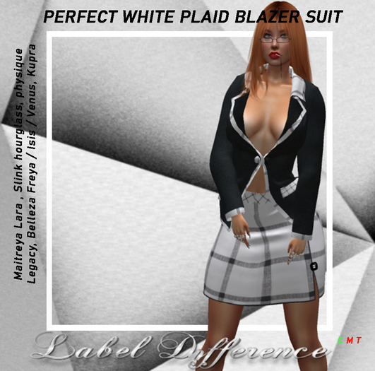 Label Difference - Perfect white plaid Blazer Suit BAG