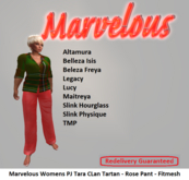 Marvelous Womens PJ - Tara CLan Tartan - Rose Pant - Fitmesh