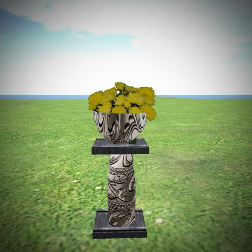 metal vase with yellow flowers JC