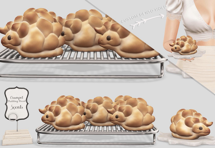 Dahlia - Bakery - Crumpet Pudding Bread - Dispenser,  Holdable, Wearable, Guest Server