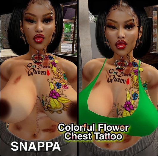 SNAPPA - Colorful Flower Chest Tattoo