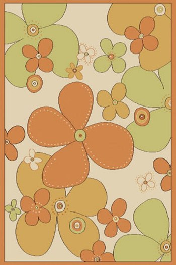 Orange Retro Flowers Rug
