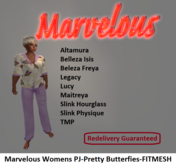 Marvelous Womens PJ - Pretty Butterfies - FITMESH