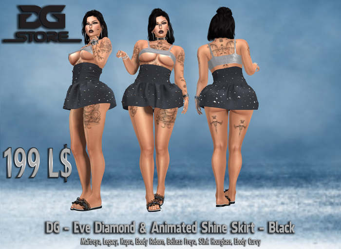 DG - Eve Diamond & Animated Shine Skirt - Black - Unpacker