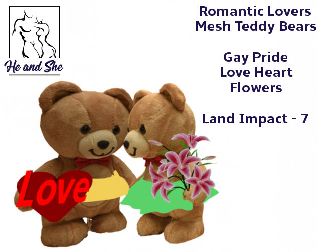 Romantic Couple Women Lovers Mesh Teddy Bears holding Heart & Flowers *** Promotional Promo Gift Sale Price