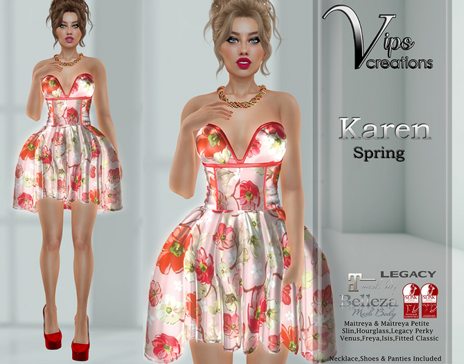 [Vips Creations] - Female Dress - [Karen-Spring-Dove]