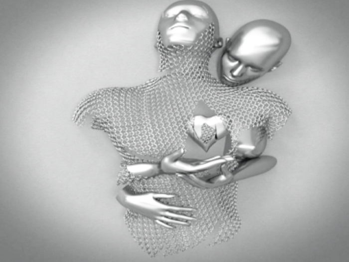 heart embrace silver