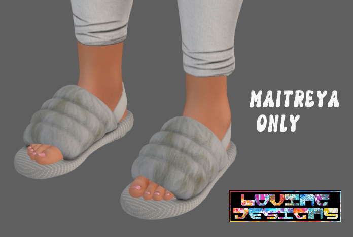 LD~Grey Fur Fuzzie Slippers