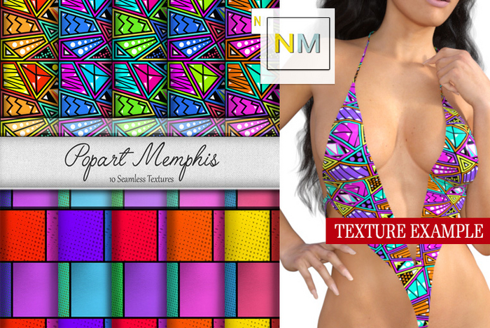 Popart Memphis 10 Seamless Cartoon Textures NM