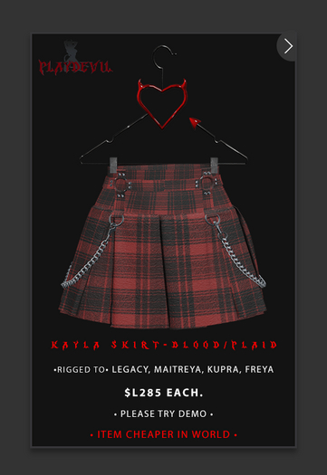 P.D - Kayla Skirt - BLOOD/PLAID {ADD ME}