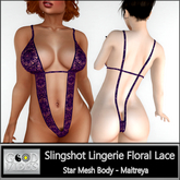 GoodVibes Slingshot Lingerie Floral Lace Purple