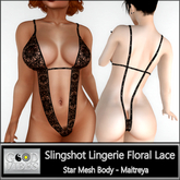 GoodVibes Slingshot Lingerie Floral Lace Black