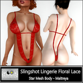 GoodVibes Slingshot Lingerie Floral Lace Red 