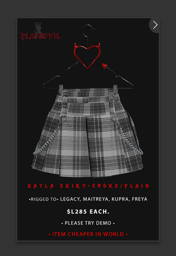 P.D - Kayla Skirt - SMOKE/PLAID {ADD ME}