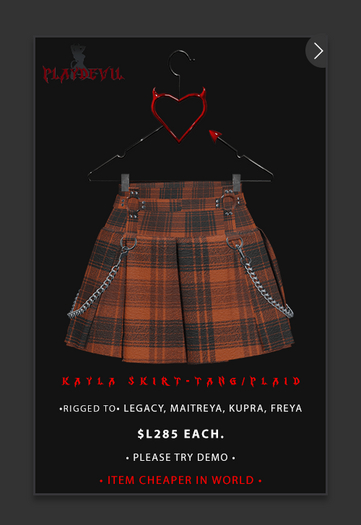 P.D - Kayla Skirt - TANG/PLAID {ADD ME}