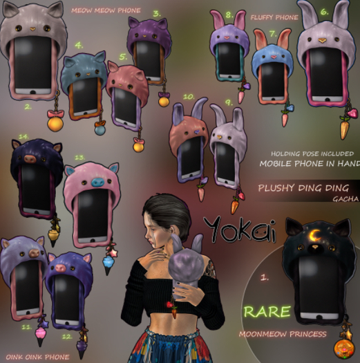 1.YOKAI - Plushy Ding Ding - MoonMeow Princess RARE