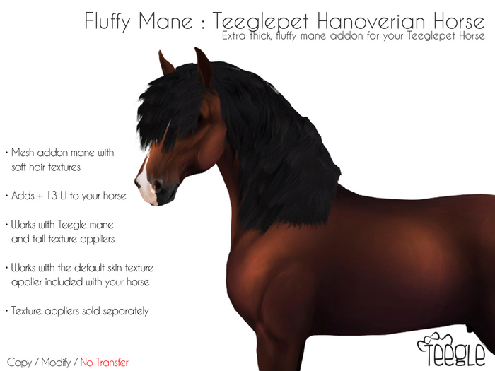 [Teegle] Fluffy Mane for Teeglepet Hanoverian Horse