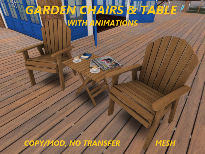 GARDEN CHAIRS & TABLE