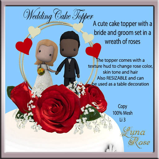 Cake Topper Roses  Bride & Groom